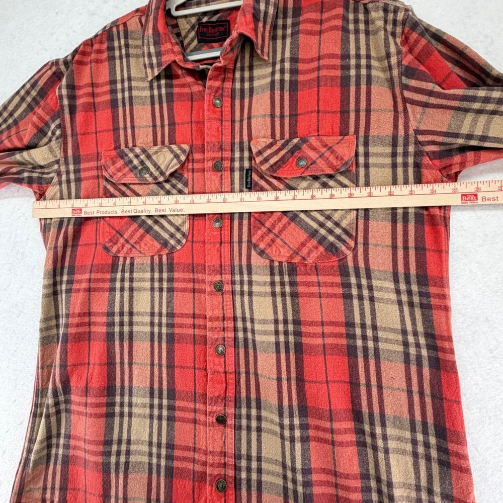 Five Brother Flannel 100% Cotton Snap Shirt Mens XLT Tall Plaid Heavyweight Y2K